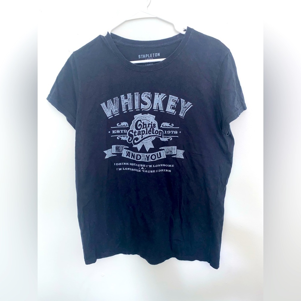 Stapleton Black White Wiskey Graphic Tshirt Ladies size Large